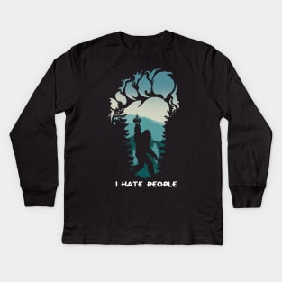 Bigfoot Camping Foot I Hate People Kids Long Sleeve T-Shirt